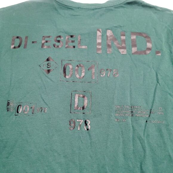 Diesel Jeans Denim Division Green Short Sleeve T-Shirt Logo Embroidered LARGE - Picture 7 of 10